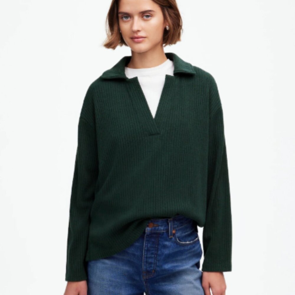 Madewell Relaxed Long-Sleeve Polo Tee Sz Large